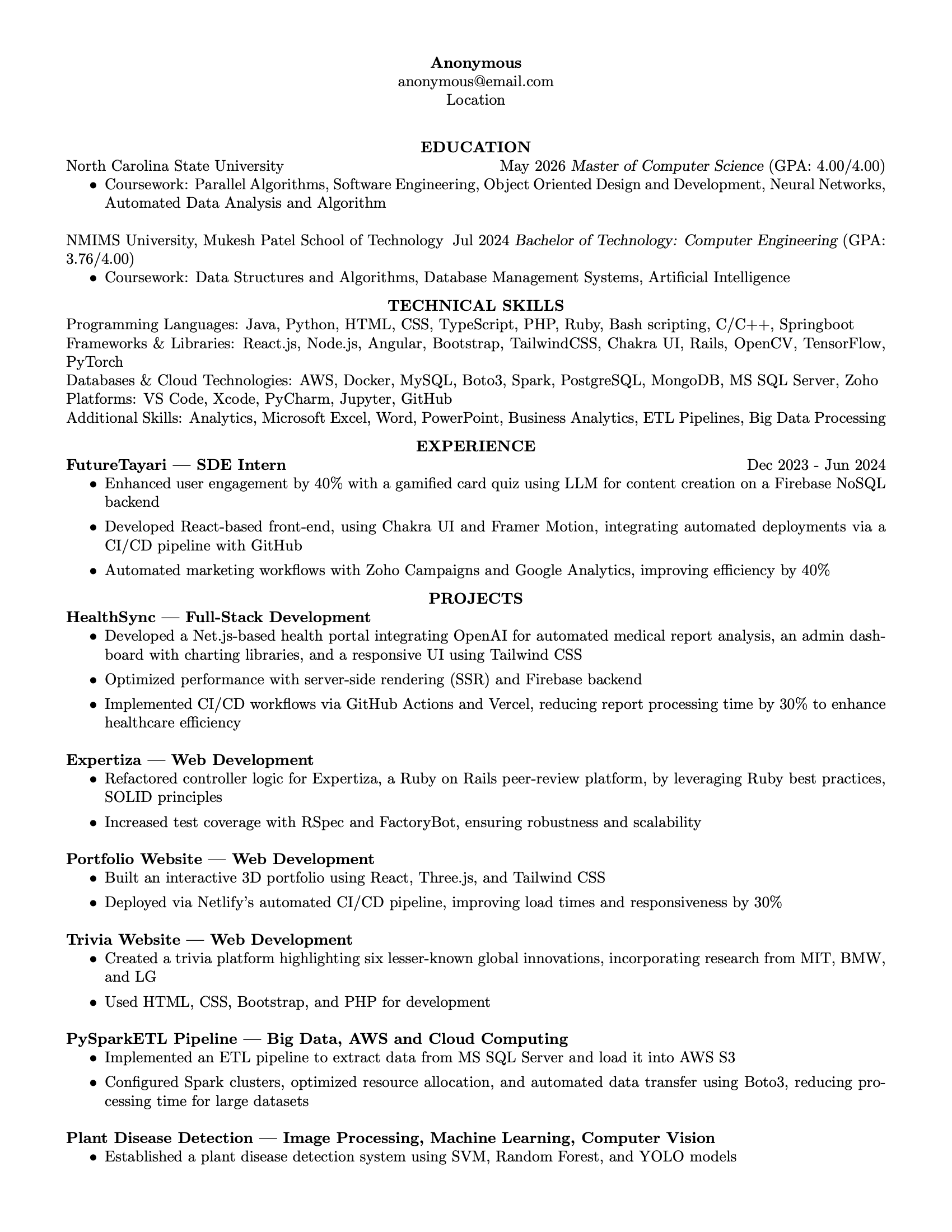 Professional Resume Example